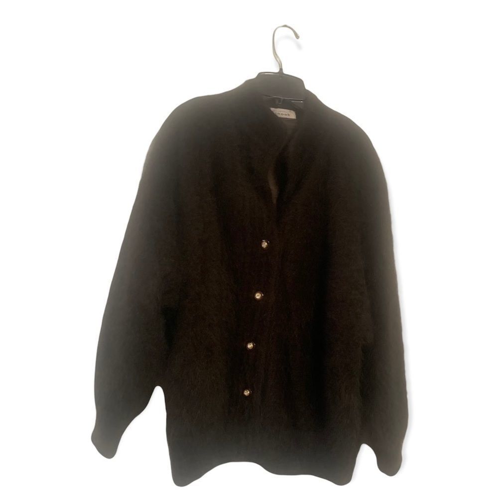 Vintage Exclusively Mistook Angora Chocolate Brown Angora Cardigan/Sparkly